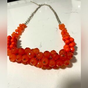 Statement piece edge necklace Orange Cluster Beaded Necklace